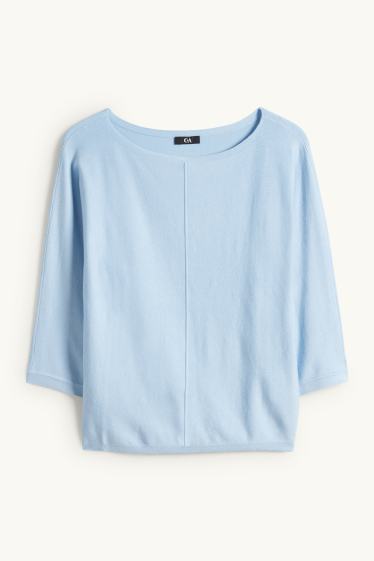 Dámské - Svetr z jemného úpletu - světle modrá