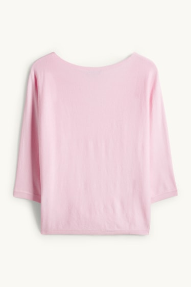 Women - Fine knit jumper - rose