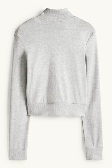Femmes - Sweat zippé court - gris