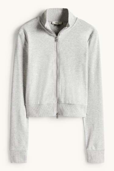 Femmes - Sweat zippé court - gris