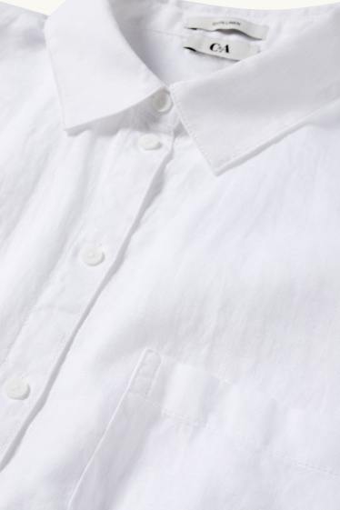 Dames - Linnen blouse - wit