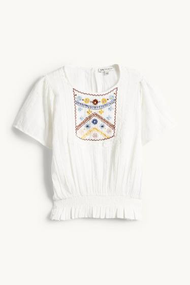 Kinder Mädchen - Bluse - weiß