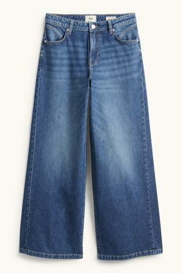 Dámské - Wide leg jeans - mid waist - džíny - modré