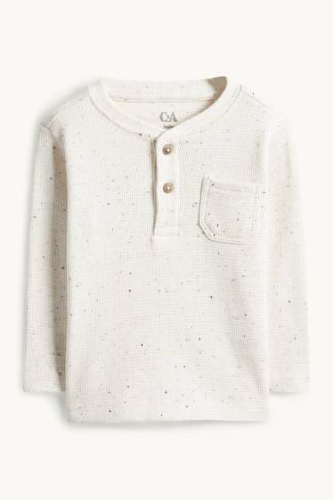 Baby: jongens - Babylongsleeve - met structuur - crème wit
