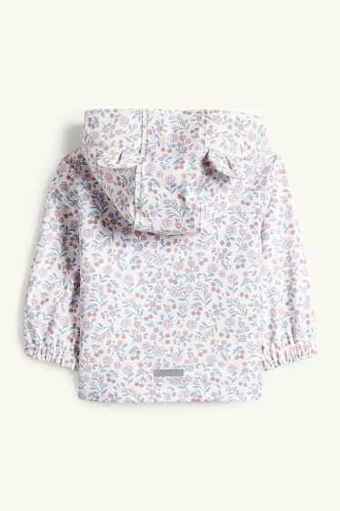 Bébés filles - Petites fleurs - veste de pluie à capuche pour bébé - imperméable - blanc