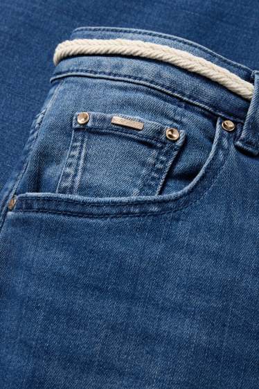 Dámské - Wide leg jeans s páskem - mid waist - džíny - modré