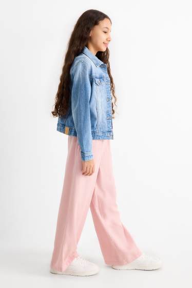 Enfants filles - Pantalon de toile - palazzo - rose