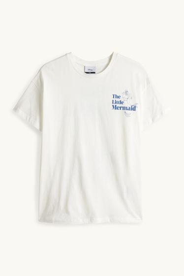 Dames - T-shirt - oversized - Ariel - wit / blauw