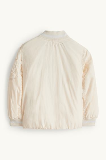 Enfants filles - Fleur - blouson aviateur - doublée - beige clair