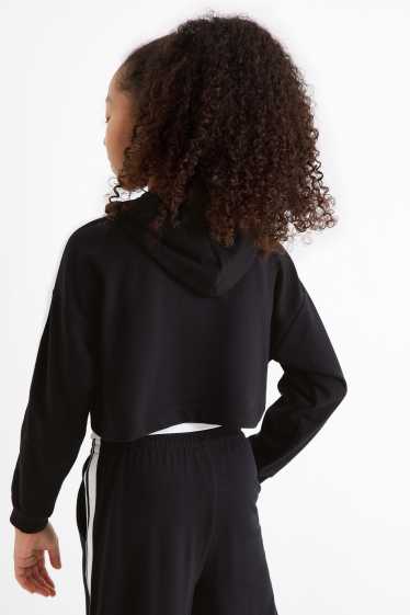 Children Girls - Paris - set - hoodie and top - 2 piece - black / white