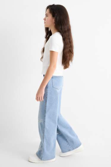 Bambine - Cinnamoroll - jeggings a gamba larga - jeans azzurro