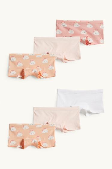 Kinder Mädchen - Multipack 6er - Wolke und Regenbogen - Boxershorts - orange