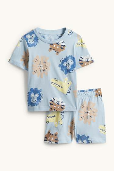 Children Boys - Jungle animals - short pyjamas - 2 piece - light blue