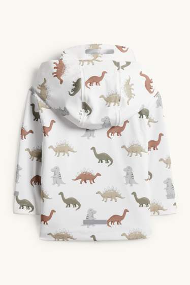 Baby Boys - Dino - baby rain jacket with hood - waterproof - white