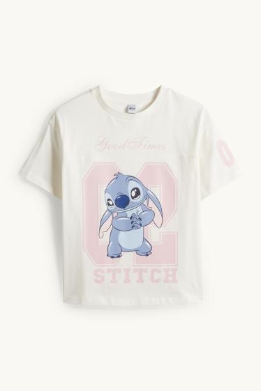 Nena - Lilo & Stitch - samarreta de mànigues curtes - blanc/rosa