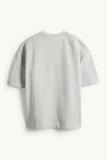Pánské - Tričko - oversized - světle šedá