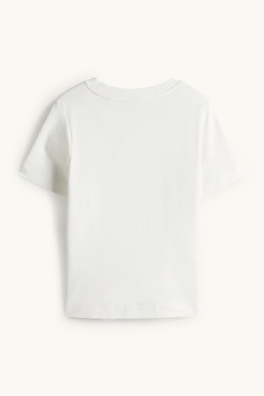 Femmes - T-shirt avec encolure en V - slim fit - blanc