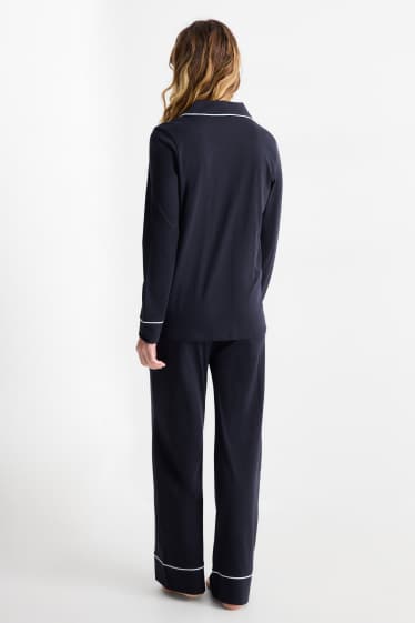 Damen - Pyjama - dunkelblau