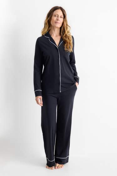 Damen - Pyjama - dunkelblau