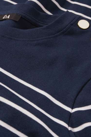 Femei - Tricou - regular fit - cu dungi - albastru închis / alb