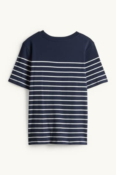 Femei - Tricou - regular fit - cu dungi - albastru închis / alb