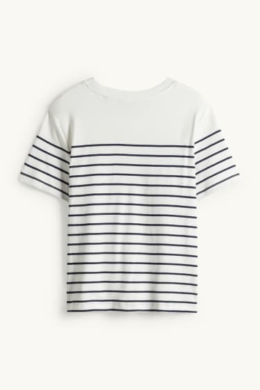 Femmes - T-shirt - regular fit - à rayures - bleu foncé / blanc