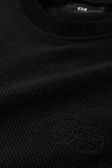 Bărbați - Bluză de molton - structurată - negru