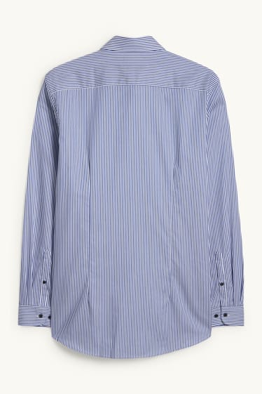 Home - Camisa formal - slim fit - cutaway - no requereix planxada - de ratlles - blau fosc / blanc trencat