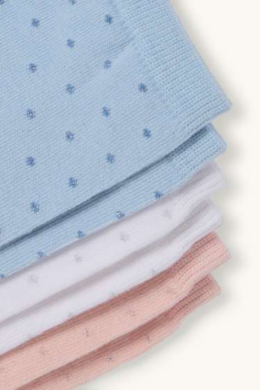 Women - Multipack of 3 - socks - shiny - polka dot - beige / blue