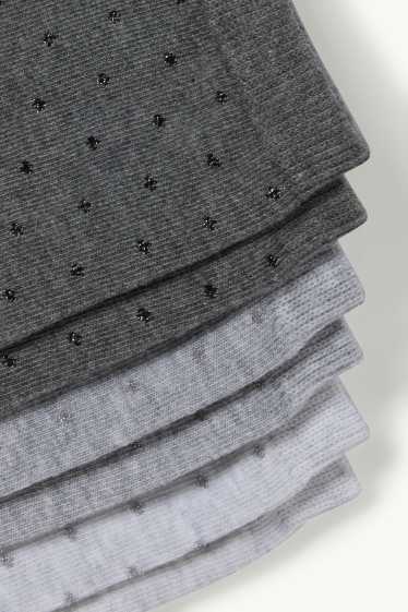 Damen - Multipack 3er - Socken - Glanz-Effekt - gepunktet - grau