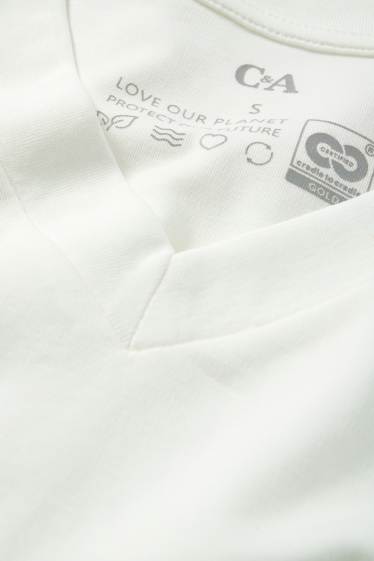 Femmes - T-shirt avec encolure en V - slim fit - blanc