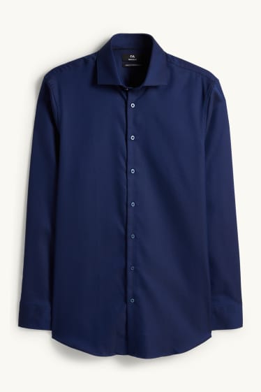Hommes - Chemise de bureau - regular fit - col cutaway - sans repassage - bleu foncé