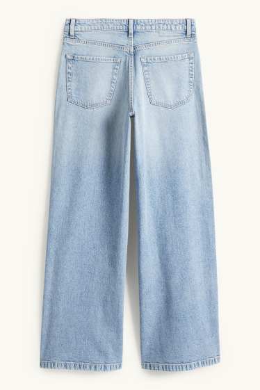 Dámské - Wide leg jeans - mid waist - džíny - světle modré
