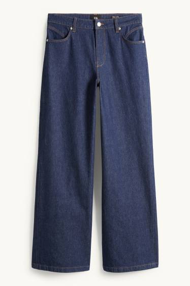 Dámské - Wide leg jeans - mid waist - džíny - tmavomodré