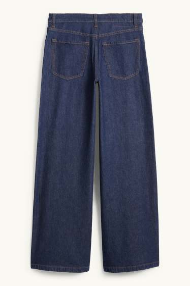 Dámské - Wide leg jeans - mid waist - džíny - tmavomodré