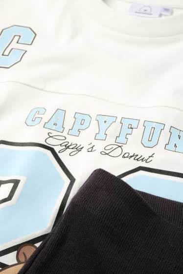 Kinderen: meisjes - CapyFun - set - T-shirt en flared legging - 2-delig - wit / zwart