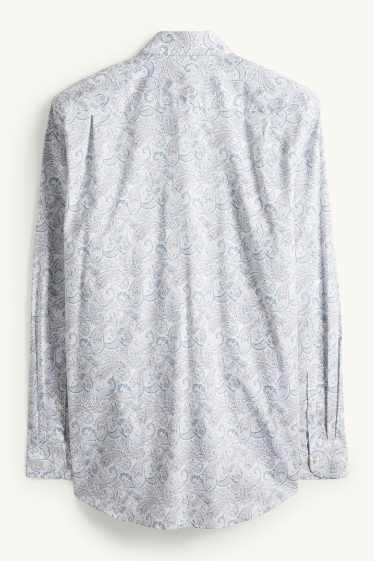 Men - Business shirt - regular fit - kent collar - easy-iron - patterned - white / light blue