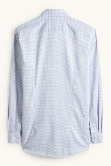 Hommes - Chemise de bureau - slim fit - col kent - sans repassage - finition texturée - blanc / bleu clair