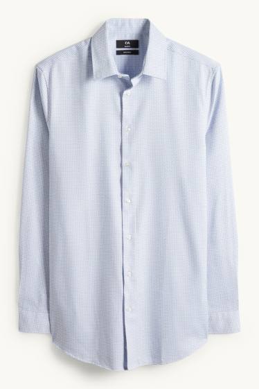 Hommes - Chemise de bureau - slim fit - col kent - sans repassage - finition texturée - blanc / bleu clair