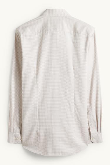 Hommes - Chemise de bureau - slim fit - col kent - sans repassage - finition texturée - beige clair