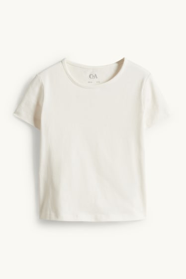 Kinder Mädchen - Blume - Set - Kurzarmshirt und Jeans-Latzhose - 2 teilig - helljeansblau