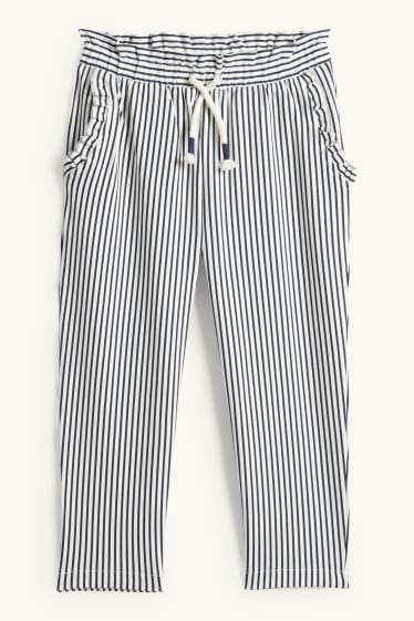 Děti - dívky - Teplákové kalhoty - pruhované - strukturované - bílá/modrá