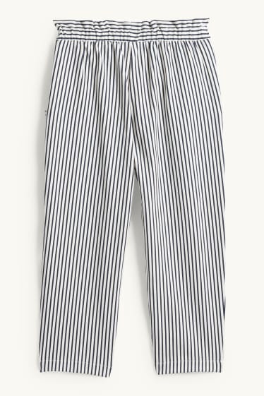Děti - dívky - Teplákové kalhoty - pruhované - strukturované - bílá/modrá