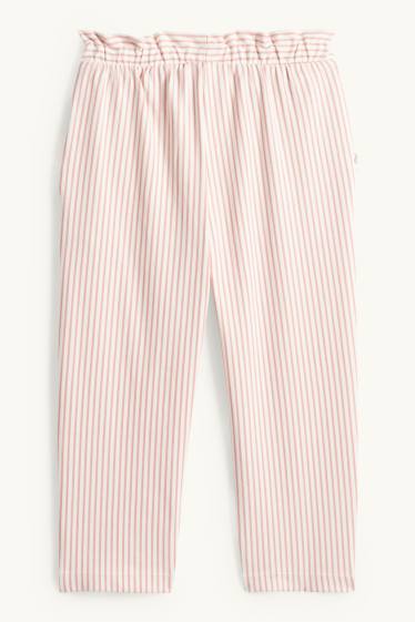 Enfants filles - Pantalon de jogging - à rayures - finition texturée - blanc / rose
