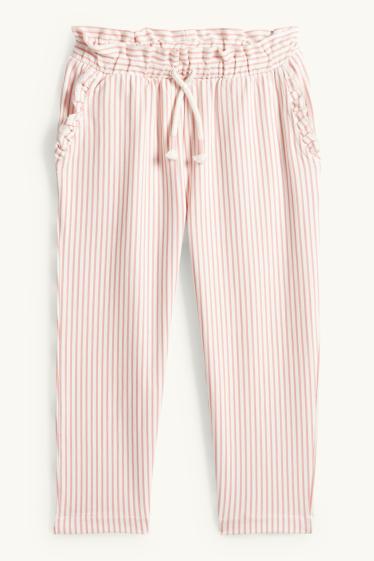 Enfants filles - Pantalon de jogging - à rayures - finition texturée - blanc / rose