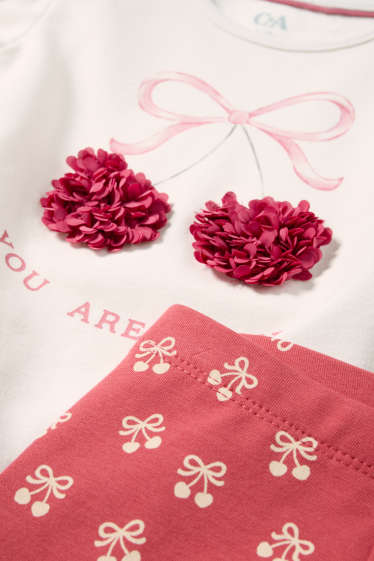 Miminka - dívky - Třešně a mašle - outfit pro miminka - 2dílný - krémově bílá
