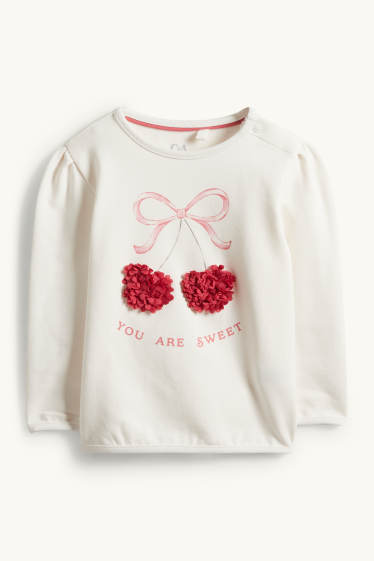 Miminka - dívky - Třešně a mašle - outfit pro miminka - 2dílný - krémově bílá