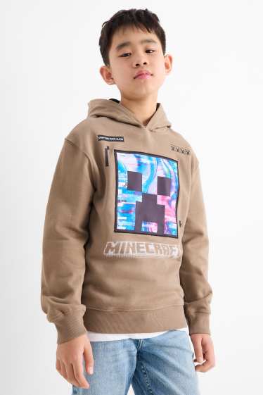 Bambini - Minecraft - felpa con cappuccio - marrone