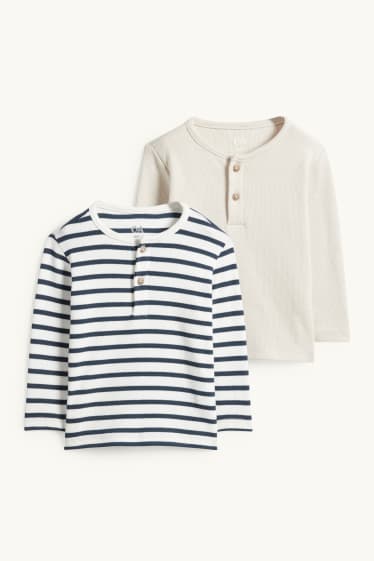 Baby Buben - Multipack 2er - Langarmshirt - strukturiert - hellbeige