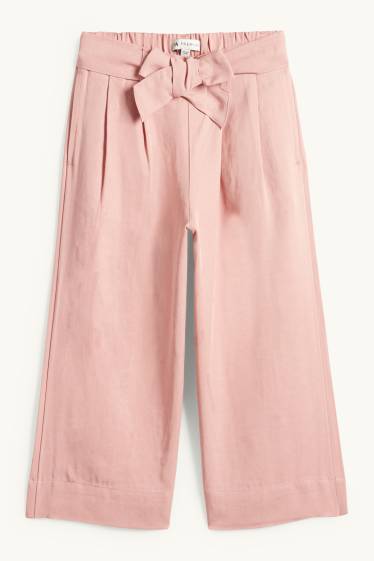 Děti - dívky - Plátěné kalhoty - růžová